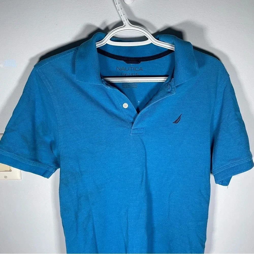 Nautica Kids Blue Polo Size Large - Picture 2 of 5